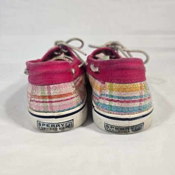 Sperry Top Sider Plaid Sequin Boat Shoes Women Size 9 Pink Pastel Coastal Preppy - Picture 6 of 10